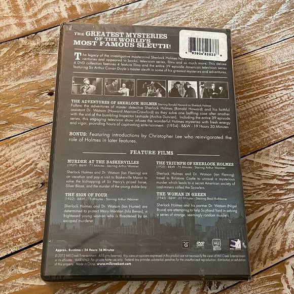3/$15 u pick dvds📀or 1 for $9
The Adventures of Sherlock Holmes-4 disc set/NWT - Picture 2 of 8